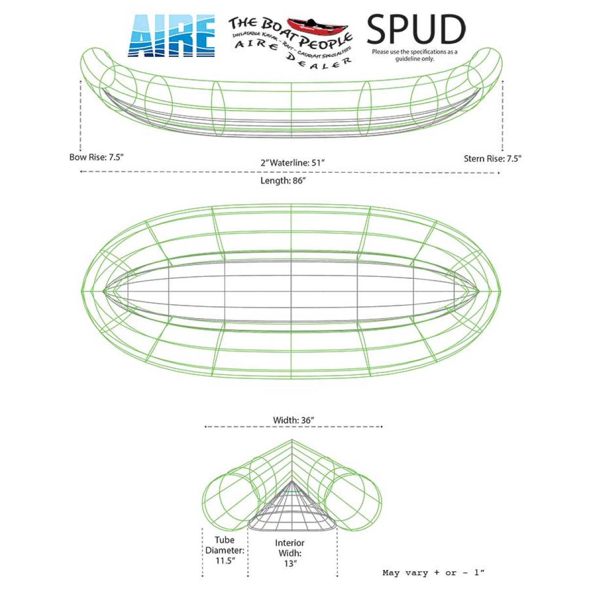 AIRE Tributary SPUD Inflatable Kayak Wireframe